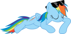 Size: 7890x3820 | Tagged: safe, artist:90sigma, rainbow dash, pony, g4, too many pinkie pies, female, lying down, simple background, sleeping, solo, sunglasses, transparent background, vector