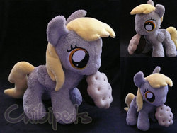 Size: 650x488 | Tagged: safe, artist:chibi-pets, derpy hooves, pony, g4, female, filly, irl, muffin, photo, plushie, solo