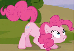 Size: 364x251 | Tagged: safe, screencap, pinkie pie, earth pony, pony, g4, season 3, too many pinkie pies, animated, cropped, female, gif, horses doing horse things, loop, mare, pawing the ground, solo