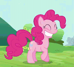 Size: 500x451 | Tagged: safe, screencap, pinkie pie, earth pony, pony, g4, season 3, too many pinkie pies, animated, cropped, female, smiling, solo