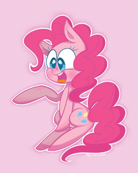 Size: 1280x1597 | Tagged: safe, artist:fruttistdar, pinkie pie, earth pony, pony, g4, female, mare, open mouth, sitting, solo