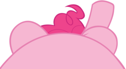 Size: 4096x2268 | Tagged: safe, artist:charleston-and-itchy, pinkie pie, pony, g4, too many pinkie pies, belly, female, female pov, lying down meme, offscreen character, perspective, pictures of bellies, pov, simple background, template, transparent background, vector