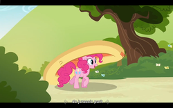 Size: 1024x640 | Tagged: safe, screencap, pinkie pie, g4, my little pony: friendship is magic, too many pinkie pies, jurassic park, youtube caption