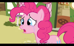 Size: 1024x640 | Tagged: safe, screencap, pinkie pie, g4, my little pony: friendship is magic, too many pinkie pies, youtube caption