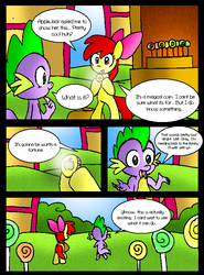 Size: 586x793 | Tagged: safe, artist:neoncabaret, apple bloom, spike, g4, apple bloom's tree, comic, lollipop