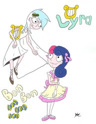 Size: 900x1165 | Tagged: artist needed, safe, bon bon, lyra heartstrings, sweetie drops, human, g4, duo, humanized, simple background, white background