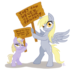 Size: 550x545 | Tagged: safe, artist:gingerfoxy, derpy hooves, dinky hooves, pegasus, pony, g4, bipedal, fanart, female, hoof hold, mare, sign, simple background, transparent background
