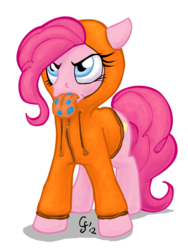 Size: 600x800 | Tagged: safe, artist:gingerfoxy, pinkie pie, earth pony, pony, g4, clothes, crossover, female, hoodie, kenny mccormick, mare, poison joke, simple background, south park, spitty pie, transparent background