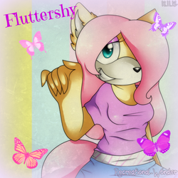 Size: 900x900 | Tagged: safe, artist:xx-romantique, fluttershy, anthro, g4, furry, smiling, sonic the hedgehog (series), sonicified