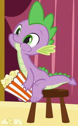 Size: 628x1015 | Tagged: safe, screencap, spike, dragon, g4, too many pinkie pies, cropped, cute, male, popcorn, sitting, solo, spikabetes