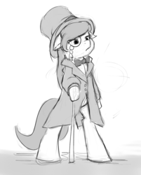 Size: 500x621 | Tagged: safe, artist:jalm, octavia melody, earth pony, pony, g4, bipedal, cane, classy, clothes, female, hat, solo, top hat