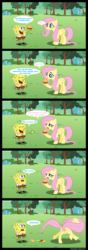 Size: 4000x11314 | Tagged: safe, artist:iamcommando13, fluttershy, pegasus, pony, g4, comic, confused, crossover, crying, female, fluttercry, grass, herbivore vs omnivore, krabby patty, male, mare, sad, sponge, spongebob squarepants, spongebob squarepants (character), vegan, vegetarian