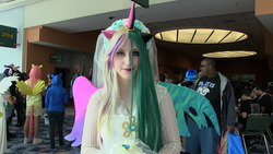 Size: 1280x720 | Tagged: safe, princess cadance, queen chrysalis, human, g4, cadance two face, convention, cosplay, duality, equestria la, irl, irl human, photo