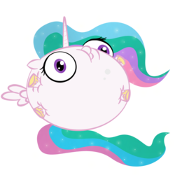 Size: 1008x1008 | Tagged: safe, artist:zomgitsalaura, princess celestia, pony, g4, blimpestia, female, inflation, mare, puffy cheeks, simple background, solo, sparkles, spherical inflation, transparent background, wat, wide eyes