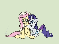 Size: 800x600 | Tagged: safe, artist:ponchuzn, fluttershy, rarity, pegasus, pony, unicorn, g4, apprehensive, duo, duo female, female, ice cream, lesbian, licking, mare, ship:flarity