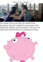 Size: 725x1023 | Tagged: safe, pinkie pie, earth pony, pony, g4, too many pinkie pies, balloonie pie, dominick cobb, inception (movie), inflation, mallorie cobb, meta, pinkie clone debate, text