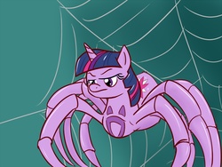 Size: 1200x900 | Tagged: safe, artist:whatsapokemon, twilight sparkle, spider, fanfic:the spiderses, g4, female, solo, species swap, spider web