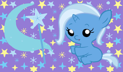 Size: 900x527 | Tagged: safe, artist:auario1602, artist:beavernator, trixie, pony, g4, baby, baby pony, baby trixie, cutie mark, female, filly, filly trixie, foal, younger