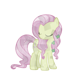 Size: 6000x6143 | Tagged: safe, artist:sairoch, fluttershy, pegasus, pony, g4, absurd resolution, crystallized, eyes closed, female, flower, flower in hair, simple background, solo, transparent background, vector