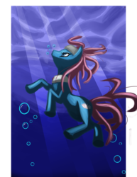 Size: 2550x3300 | Tagged: safe, artist:fauxsquared, lotus blossom, earth pony, pony, g4, female, solo, swimming, underwater