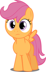 Size: 2458x3831 | Tagged: safe, artist:felix-kot, scootaloo, pegasus, pony, g4, confused, female, filly, foal, simple background, solo, spread wings, transparent background, vector, wings