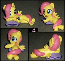 Size: 5120x4768 | Tagged: safe, artist:madponyscientist, fluttershy, butterfly, pony, g4, absurd resolution, customized toy, female, filly, irl, photo, pillow, sculpture, solo