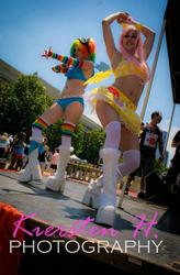 Size: 630x960 | Tagged: safe, artist:electrokittenz, human, cosplay, dancing, indy pride festival, irl, irl human, photo