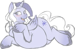 Size: 500x328 | Tagged: safe, artist:anuvia, oc, oc only, alicorn, pony, alicorn oc, belly, fat, horn, simple background, white background, wings