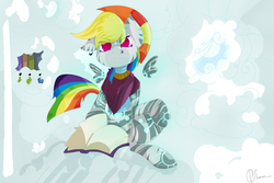 Size: 5000x3344 | Tagged: safe, artist:llamaswithkatanas, rainbow dash, zebra, g4, book, solo, species swap, zebrafied