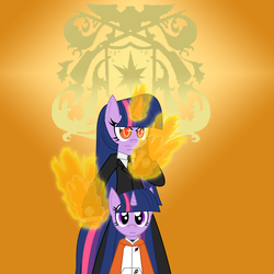 Size: 720x720 | Tagged: safe, artist:sonic-chaos, twilight sparkle, g4, anime, crossover, fire, hitman reborn, katekyo hitman reborn, mafia, reborn