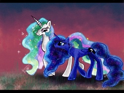 Size: 1024x768 | Tagged: safe, artist:amy2sa-fan, princess celestia, princess luna, g4