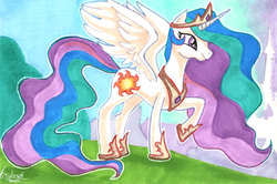 Size: 533x354 | Tagged: safe, artist:skardash, princess celestia, pony, g4, female, smiling, solo