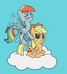 Size: 700x775 | Tagged: safe, artist:spicyhamsandwich, applejack, rainbow dash, g4, cloud