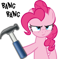 Size: 400x372 | Tagged: safe, pinkie pie, g4, hammer, parody, reference