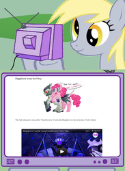 Size: 563x771 | Tagged: safe, derpy hooves, pony, g4, brony megatron, exploitable meme, hub logo, megatron, meme, transformers, tv meme