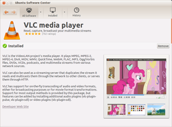 Size: 865x640 | Tagged: safe, edit, edited screencap, screencap, pinkie pie, g4, linux, text, ubuntu, vlc