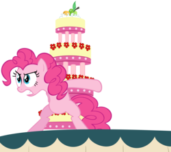 Size: 6000x5327 | Tagged: safe, artist:likonan, pinkie pie, earth pony, pony, g4, mmmystery on the friendship express, absurd resolution, angry, cake, female, simple background, solo, transparent background, vector