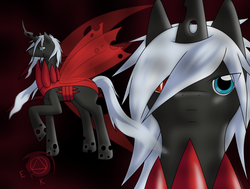 Size: 1024x774 | Tagged: safe, artist:eternanyx-art, changeling, darkrai, changelingified, pokémon, ponified