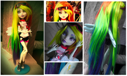 Size: 1246x747 | Tagged: safe, artist:busoni, rainbow dash, human, g4, customized toy, doll, irl, monster high, photo, solo, toy, winged humanization