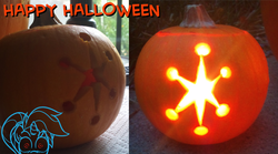 Size: 950x529 | Tagged: safe, allie way, pony, unicorn, g4, cutie mark, halloween, holiday, jack-o-lantern, pumpkin