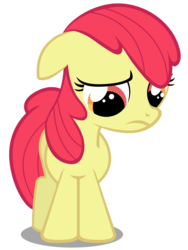 Size: 6000x8000 | Tagged: safe, artist:caliazian, apple bloom, earth pony, pony, call of the cutie, g4, .ai available, .svg available, absurd resolution, female, looking down, missing accessory, sad, simple background, solo, transparent background, vector