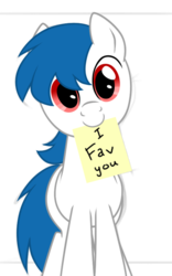 Size: 500x800 | Tagged: safe, oc, oc only, oc:roboshi, male, meta, mouth hold, simple background, stallion, sticky note, text, transparent background