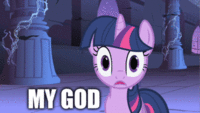 Size: 200x113 | Tagged: safe, edit, edited screencap, screencap, twilight sparkle, g4, 2001: a space odyssey, animated, female, text
