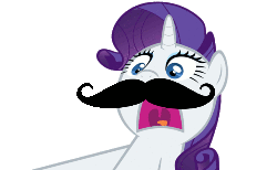 Size: 500x309 | Tagged: safe, artist:shirtofred, rarity, pony, g4, animated, female, moustache, solo