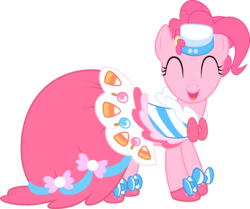 Size: 3837x3209 | Tagged: safe, artist:felix-kot, pinkie pie, earth pony, pony, g4, the best night ever, ^^, clothes, dress, eyes closed, female, gala dress, gown, mare, open mouth, simple background, solo, transparent background, vector