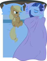 Size: 3050x3950 | Tagged: safe, artist:felix-kot, applejack, rarity, g4, look before you sleep, bed, simple background, transparent background, vector