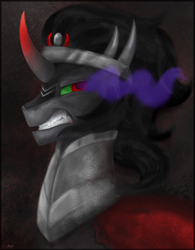 Size: 1475x1888 | Tagged: safe, artist:mn27, king sombra, pony, unicorn, g4, curved horn, horn, male, solo, sombra eyes, stallion