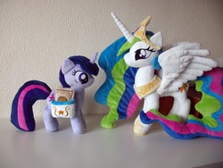 Size: 900x675 | Tagged: safe, artist:razielledbx, princess celestia, twilight sparkle, g4, irl, photo, plushie, toy