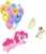 Size: 3000x3517 | Tagged: safe, artist:vectorshy, discord, pinkie pie, pound cake, pumpkin cake, earth pony, pegasus, pony, unicorn, g4, balloon, blank flank, colt, discord balloon, eyes closed, female, filly, flying, foal, glowing horn, gritted teeth, hooves, horn, levitation, magic, male, mare, self-levitation, simple background, smiling, telekinesis, then watch her balloons lift her up to the sky, transparent background, wings
