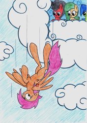 Size: 900x1273 | Tagged: dead source, safe, artist:bianka7778, scootaloo, fanfic:rainbow factory, g4, fanfic, scootaloo can't fly